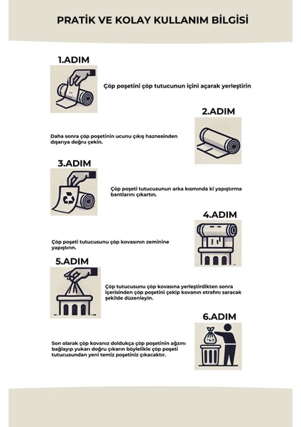 Pratik ve Şık Portatif Çöp Poşeti Tutucu, Gri Renkli ve Kullanışlı Tasarım fiyatları