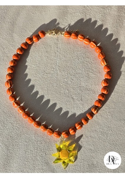 - Sole Di Fuoco Murano Cam Güneş Figür Kadın Kolye fırsatları