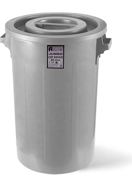 90 Litre Büyük Kapasiteli Endüstriyel Çöp Kovası Gri