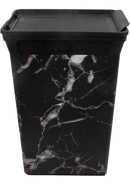Kara Mermer Desenli 40 L Plastik Çöp Kutusu, Şık ve Dayanıklı Tasarım fiyatları