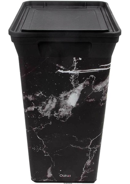 Kara Mermer Desenli 40 L Plastik Çöp Kutusu, Şık ve Dayanıklı Tasarım modelleri