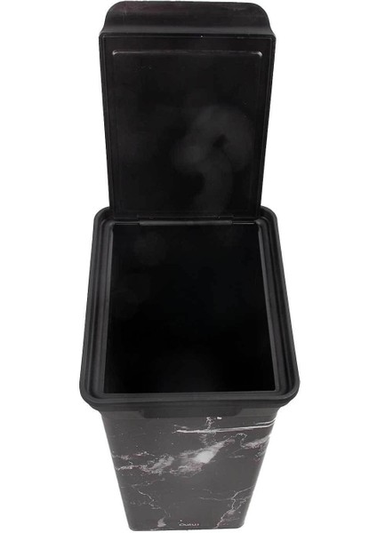 Kara Mermer Desenli 40 L Plastik Çöp Kutusu, Şık ve Dayanıklı Tasarım fırsatları