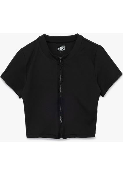 Slim Fit Kısa Kollu Fermuarlı Spor Tişört
