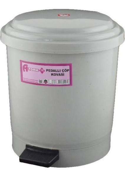 10 Lt Gri Pedallı Çöp Kovası No:2 A Form, Pratik Kullanım Sağlar.
