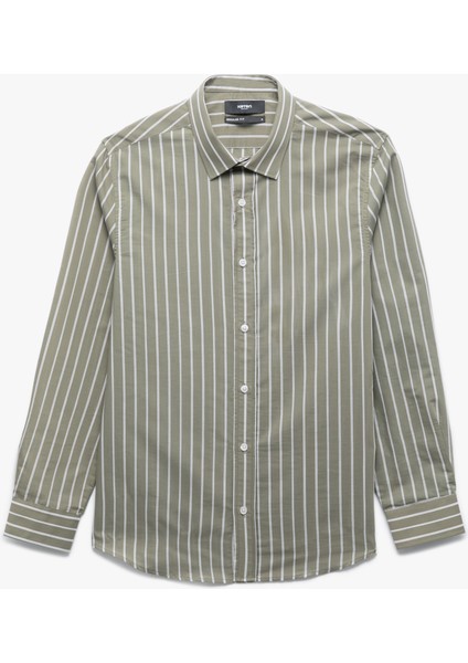 Regular Fit Uzun Kollu Klasik Yaka Pamuklu Poplin Gömlek