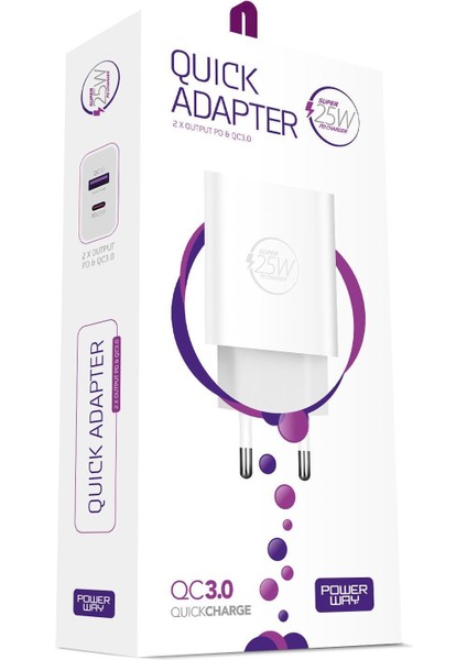 25W- USB ve Taype-C Çift Girişli Hızlı Şarj Adaptörü fırsatları