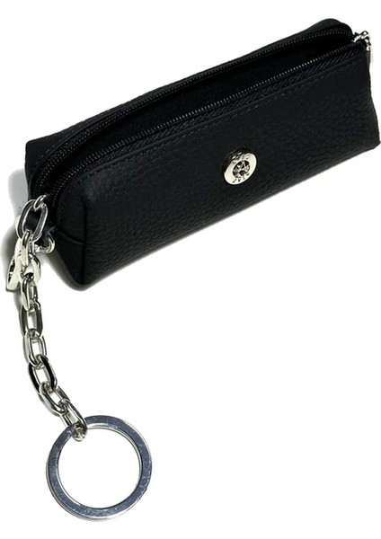 Hakiki Deri Çanta Askılı Fermuarlı Anahtarlık