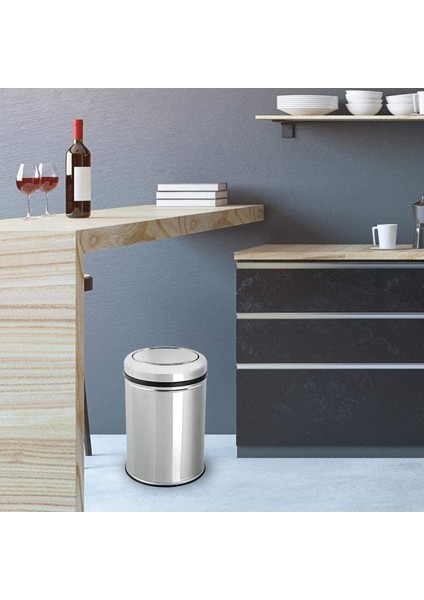 8 Lt Döner Kapaklı Paslanmaz Çöp Kovası, Banyo, Tuvalet, Balkon ve Teras Kullanımına Uygun fırsatları