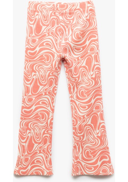 Pamuklu Beli Lastikli Desenli Ispanyol Paça Tayt