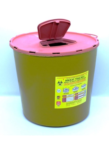 5 Adet 5 Lt Kesici ve Delici Tıbbi Enfekte Atık Kutusu, Sarı Renkli Set