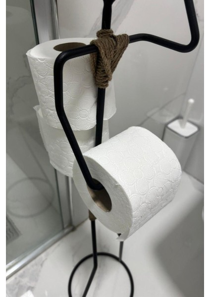Insan Figürlü Siyah Dekoratif Tuvalet Kağıdı Askısı ve Raflı Banyo Düzeni modelleri
