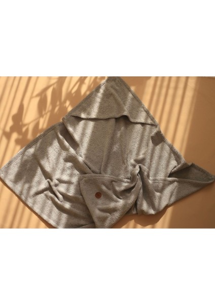 Yumuşak Gri Bebek ve Çocuk Havlusu, 0-5 Yaş, Özel Dokuma Tasarım