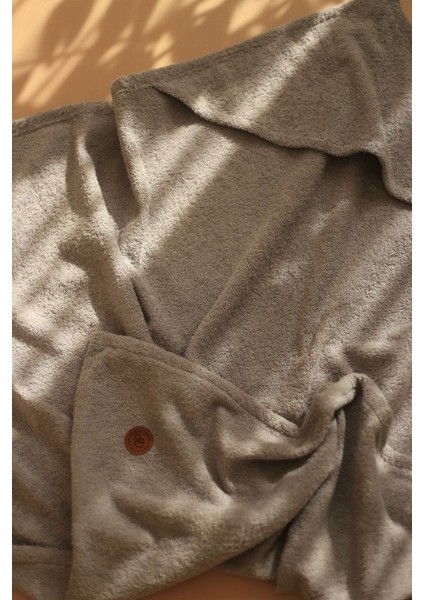 Yumuşak Gri Bebek ve Çocuk Havlusu, 0-5 Yaş, Özel Dokuma Tasarım