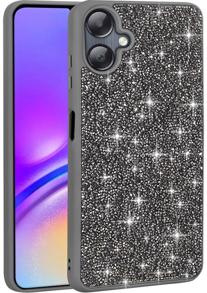 Galaxy A06 Kılıf Parlak Taşlı Tasarım Scks Pırlanta Kapak - Gri