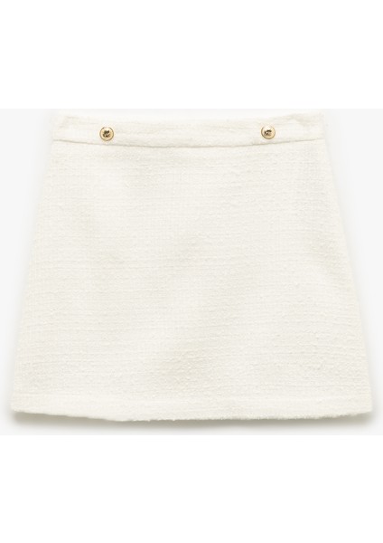 Metal Aksesuarlı A Kesim Yüksek Bel Tüvit Mini Etek modelleri