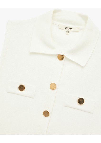 Kolsuz Aplike Detaylı Ceket Yaka Triko Yelek modelleri