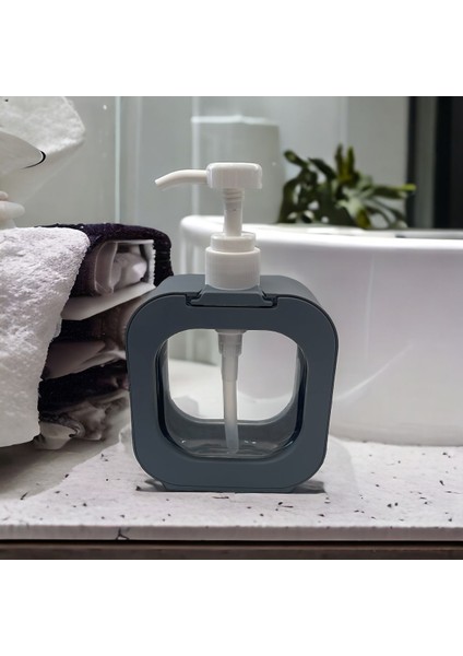 400 ml Dikdörtgen Tezgah Üstü Banyo Mutfak Sıvı Sabunluk Gri
