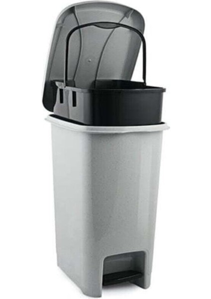 Şık Gri Pedal ile Iç Kovalı Modern Çöp Kutusu 35 L