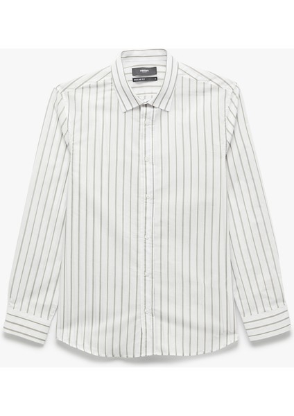 Regular Fit Uzun Kollu Klasik Yaka Pamuklu Poplin Gömlek