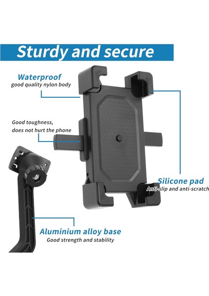 Motorsiklet Atv Otomatik Tuşlu Motosiklet Ayna Telefon Tutucu Tutacağı