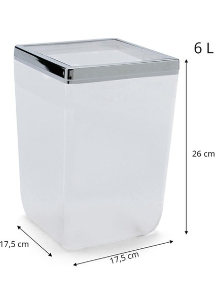 6 Lt Şeffaf ve Krom Detaylı Çöp Kovası, Biga Kalitesi fiyatları
