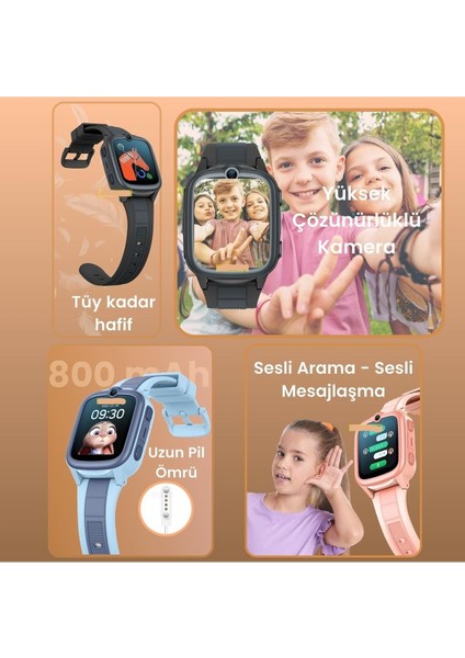 Kids 4g Pro Akıllı Çocuk Saati %100 Türkçe Dil Destekli Gps Konum Takibi Arama Konuşma 4g Destekli fırsatları