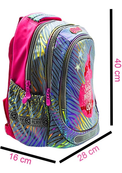 Play Maxx Unicorn 3 Bölmeli Okul Sırt Çantası Gri (161640) fiyatları