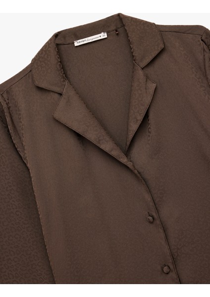 Rahat Kalıp Uzun Kollu Gömlek Yaka Saten Pijama Üstü indirimleri