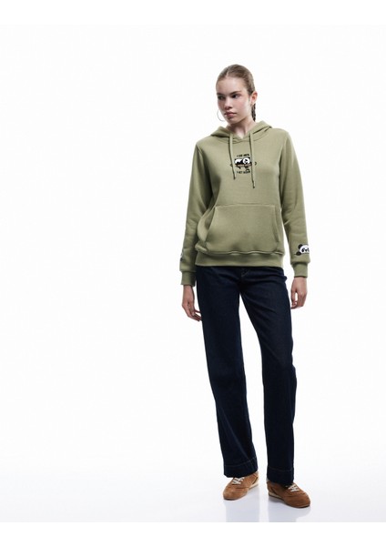 Panda Baskılı Şardonlu Kanguru Cepli Kapüşonlu Sweatshirt fiyatları