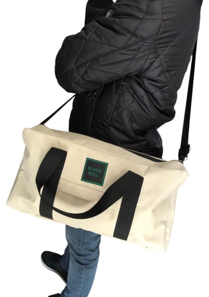 Bej Renk Fit Spor Çanta Valiz Su Geçirmez Gizli Fermuarlı