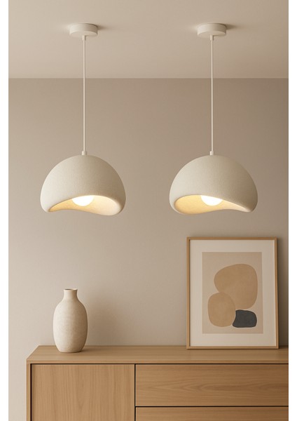 Organik Dokulu Sarkıt Avize - Ikili 30 cm | Modern Beton Tasarım