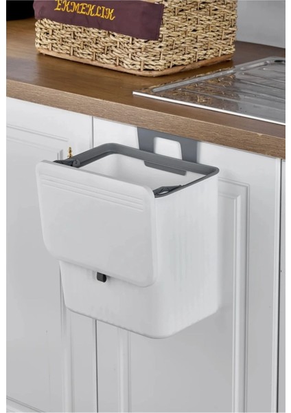 Beyaz 15 Litre Kapaklı Banyo ve Mutfak Tezgah Üstü Çöp Kovası