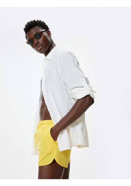 Deniz Şortu Kısa Oversize Beli Bağcıklı Cep Detaylı