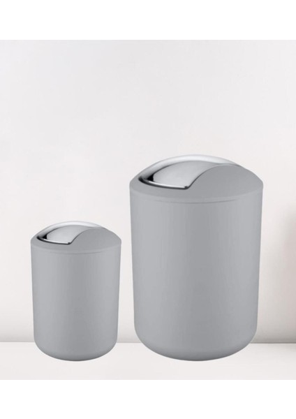 2'li Gri Çöp Kovası, Brasil Model, 6,4 ve 2 Litre, Şık ve Kullanışlı Ürün
