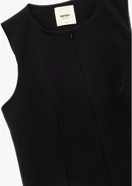 Kolsuz Bisiklet Yaka Fermuar Detaylı Yelek modelleri