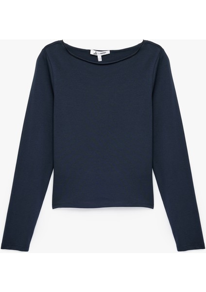 Uzun Kollu Bisiklet Yaka Pamuklu Slim Fit Basic Tişört