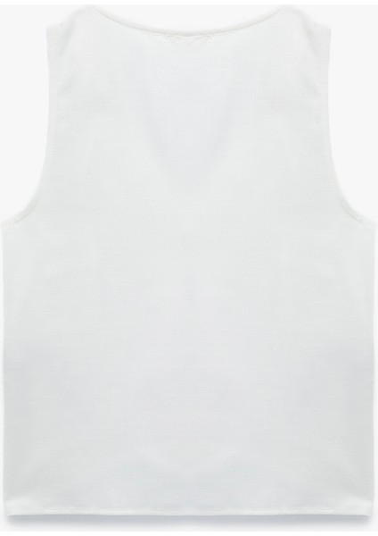 Metal Aksesuar Detaylı V Yaka Kolsuz Bluz fiyatları