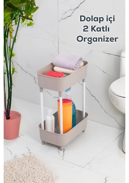 Iki Katlı Çok Amaçlı Evye Altı Düzenleyici Kahverengi 1130 fiyatları