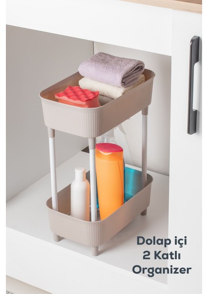 Iki Katlı Çok Amaçlı Evye Altı Düzenleyici Kahverengi 1130 modelleri