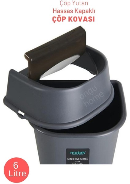 6l Gri Hassas Kapaklı Mutfak Çöp Kovası, Tezgah Üstü Kullanım fiyatları
