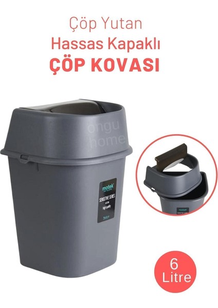 6l Gri Hassas Kapaklı Mutfak Çöp Kovası, Tezgah Üstü Kullanım modelleri