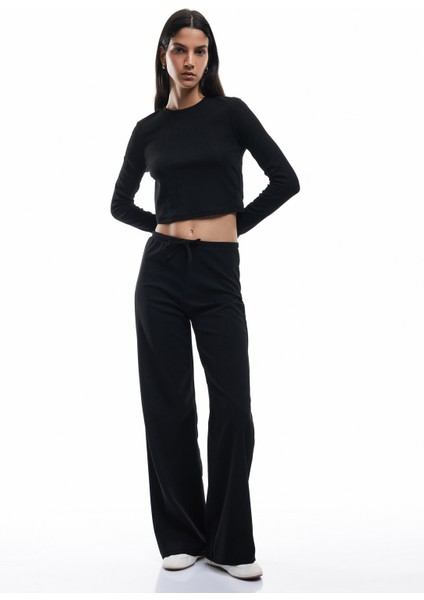 Beli Bağcıklı Yüksek Bel Geniş Paça Scuba Pantolon fiyatları