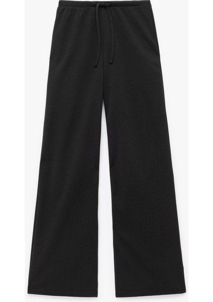 Beli Bağcıklı Yüksek Bel Geniş Paça Scuba Pantolon modelleri