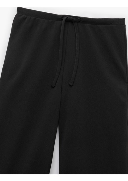 Beli Bağcıklı Yüksek Bel Geniş Paça Scuba Pantolon indirimleri