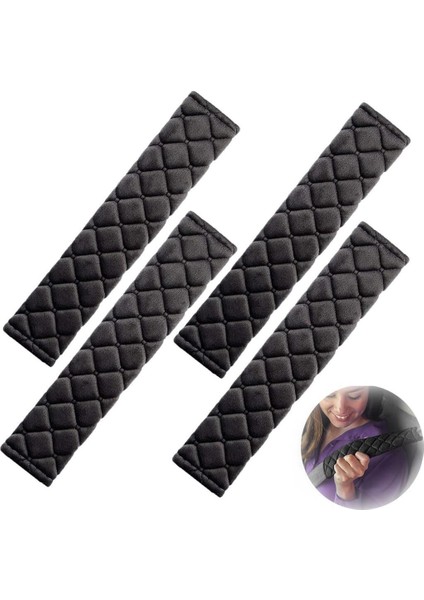 Emniyet Kemeri Nakışlı Koltuk Kemer Pedi 2 Adet Siyah (Yumuşak Kumaş) (Voleur Kumaş)