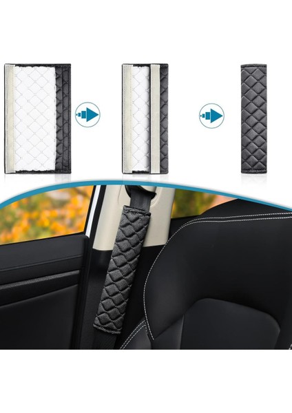 Emniyet Kemeri Nakışlı Koltuk Kemer Pedi 2 Adet Siyah (Yumuşak Kumaş) (Voleur Kumaş) indirimleri