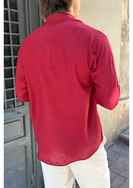 Erkek Oversize Kesim Keten Görünümlü Gömlek indirimleri