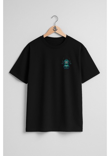 Oversize Mecha Octopus Diver Dalgıç Cep Tasarımlı Unisex T-Shirt