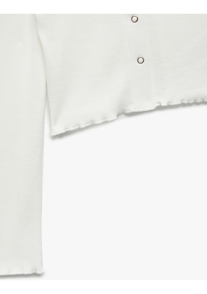 Pamuklu Uzun Kollu Gömlek Yaka Crop Tişört modelleri