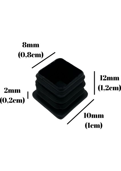 Kare Demir Profil Iç Tapa Geçme Plastik Ayak Geçme Koruma PLASTIĞI(10MM)(SİYAH) indirimleri